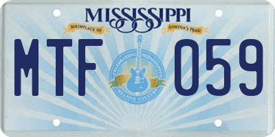 MS license plate MTF059