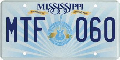 MS license plate MTF060