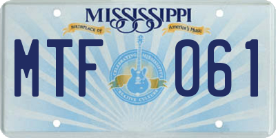 MS license plate MTF061