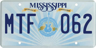 MS license plate MTF062