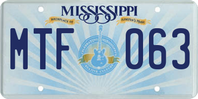 MS license plate MTF063