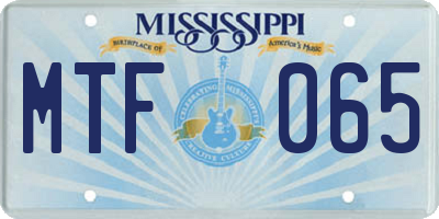 MS license plate MTF065