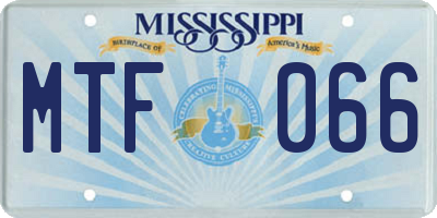 MS license plate MTF066