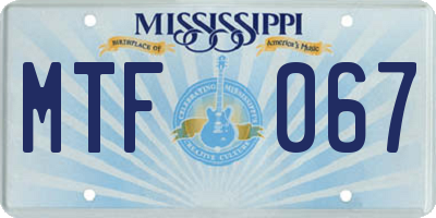 MS license plate MTF067