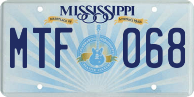 MS license plate MTF068