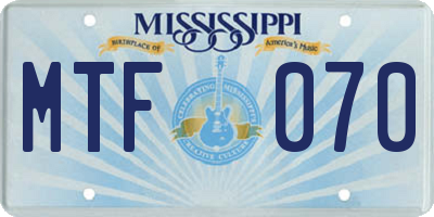 MS license plate MTF070