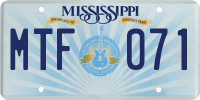 MS license plate MTF071