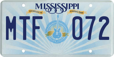 MS license plate MTF072