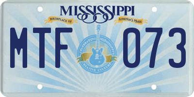 MS license plate MTF073