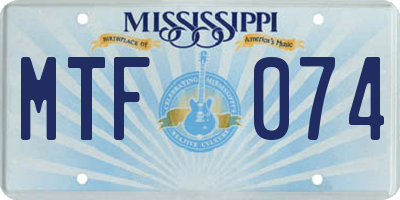 MS license plate MTF074
