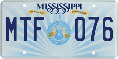 MS license plate MTF076
