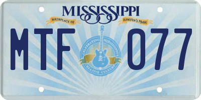 MS license plate MTF077