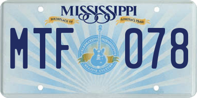 MS license plate MTF078