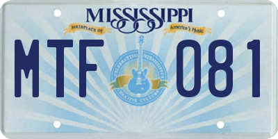 MS license plate MTF081