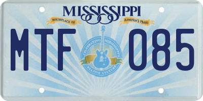 MS license plate MTF085
