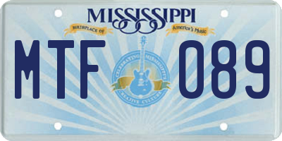 MS license plate MTF089