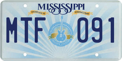 MS license plate MTF091