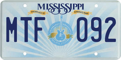 MS license plate MTF092