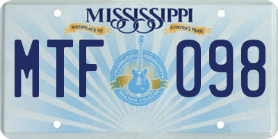 MS license plate MTF098