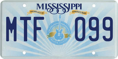 MS license plate MTF099