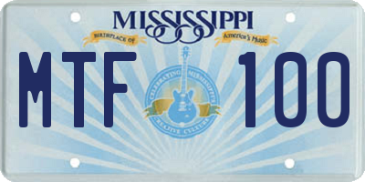 MS license plate MTF100