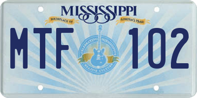 MS license plate MTF102