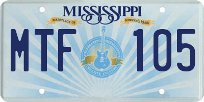 MS license plate MTF105