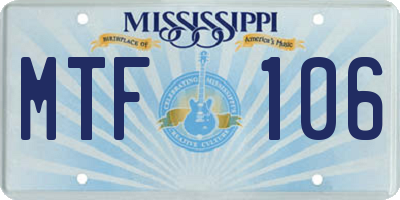 MS license plate MTF106