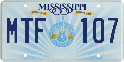 MS license plate MTF107