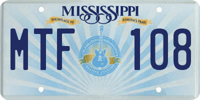 MS license plate MTF108