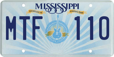 MS license plate MTF110