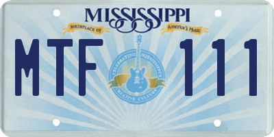 MS license plate MTF111
