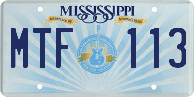 MS license plate MTF113