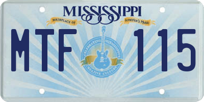 MS license plate MTF115