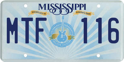 MS license plate MTF116