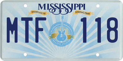MS license plate MTF118
