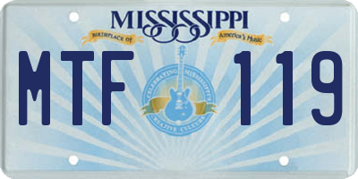 MS license plate MTF119