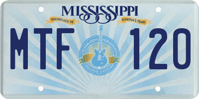 MS license plate MTF120