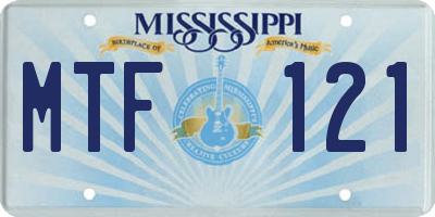 MS license plate MTF121