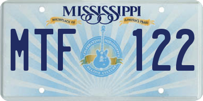 MS license plate MTF122