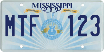 MS license plate MTF123