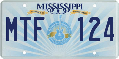 MS license plate MTF124