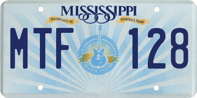 MS license plate MTF128