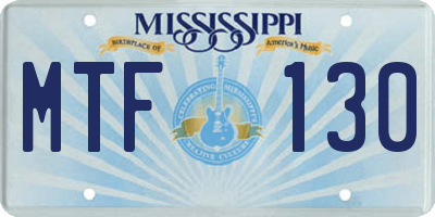 MS license plate MTF130