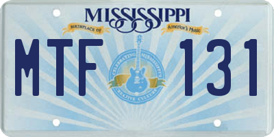 MS license plate MTF131