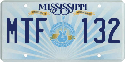 MS license plate MTF132