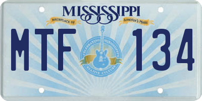 MS license plate MTF134