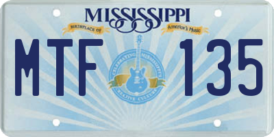 MS license plate MTF135
