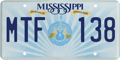 MS license plate MTF138