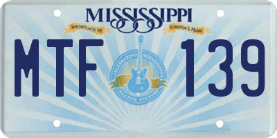 MS license plate MTF139